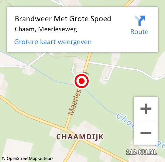 Locatie op kaart van de 112 melding: Brandweer Met Grote Spoed Naar Chaam, Meerleseweg op 15 april 2019 19:56