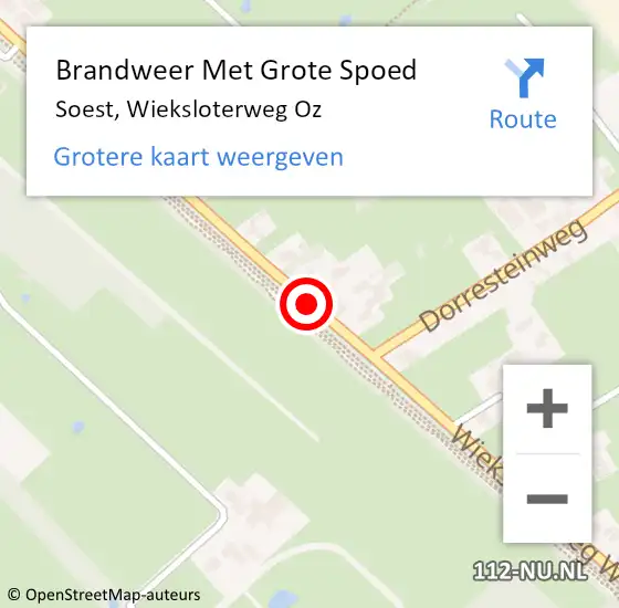 Locatie op kaart van de 112 melding: Brandweer Met Grote Spoed Naar Soest, Wieksloterweg Oz op 15 april 2019 20:11