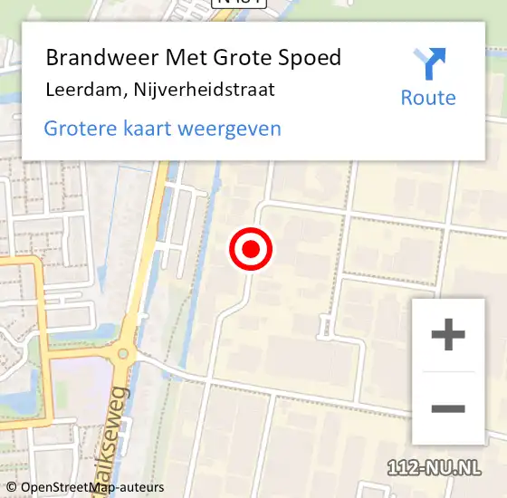 Locatie op kaart van de 112 melding: Brandweer Met Grote Spoed Naar Leerdam, Nijverheidstraat op 15 april 2019 21:31