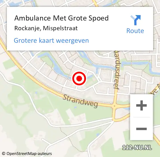 Locatie op kaart van de 112 melding: Ambulance Met Grote Spoed Naar Rockanje, Mispelstraat op 15 april 2019 23:36