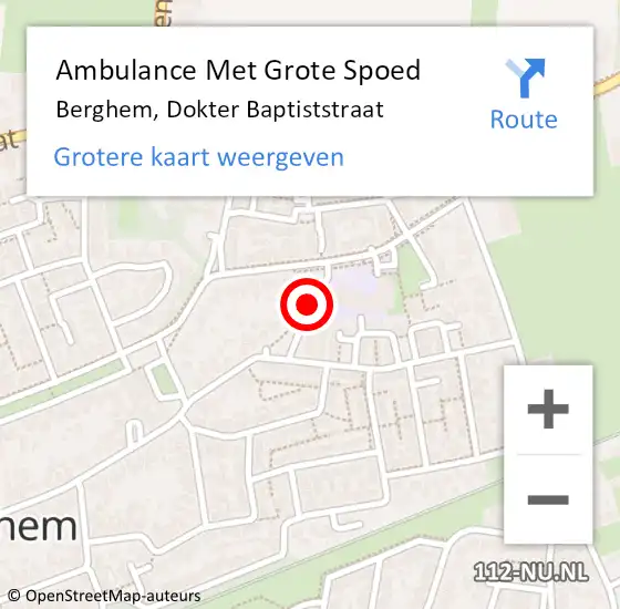 Locatie op kaart van de 112 melding: Ambulance Met Grote Spoed Naar Berghem, Dokter Baptiststraat op 16 april 2019 00:08