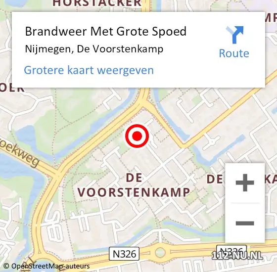 Locatie op kaart van de 112 melding: Brandweer Met Grote Spoed Naar Nijmegen, De Voorstenkamp op 16 april 2019 02:03