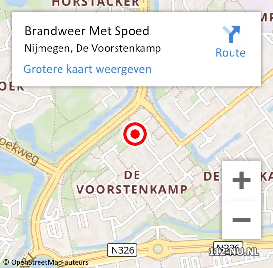 Locatie op kaart van de 112 melding: Brandweer Met Spoed Naar Nijmegen, De Voorstenkamp op 16 april 2019 02:33