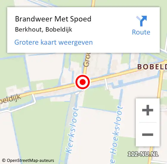 Locatie op kaart van de 112 melding: Brandweer Met Spoed Naar Berkhout, Bobeldijk op 16 april 2019 03:17