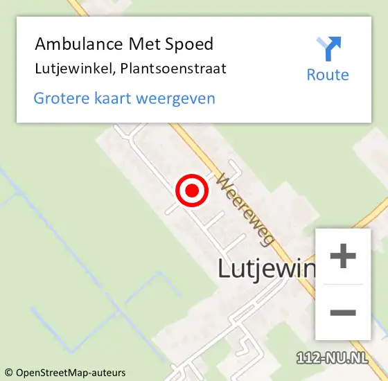 Locatie op kaart van de 112 melding: Ambulance Met Spoed Naar Lutjewinkel, Plantsoenstraat op 29 maart 2014 13:29