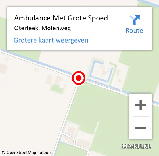 Locatie op kaart van de 112 melding: Ambulance Met Grote Spoed Naar Oterleek, Molenweg op 16 april 2019 07:09