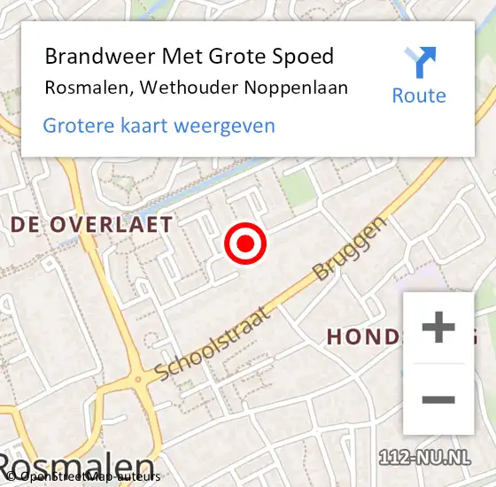 Locatie op kaart van de 112 melding: Brandweer Met Grote Spoed Naar Rosmalen, Wethouder Noppenlaan op 16 april 2019 07:26