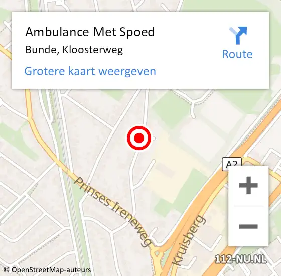 Locatie op kaart van de 112 melding: Ambulance Met Spoed Naar Bunde, Kloosterweg op 29 maart 2014 13:40