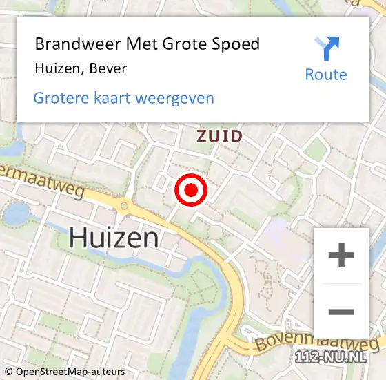 Locatie op kaart van de 112 melding: Brandweer Met Grote Spoed Naar Huizen, Bever op 16 april 2019 09:09