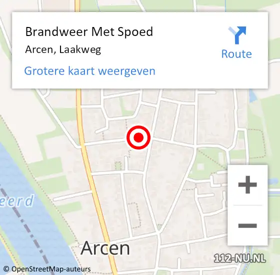 Locatie op kaart van de 112 melding: Brandweer Met Spoed Naar Arcen, Laakweg op 16 april 2019 09:13