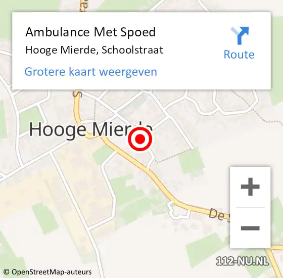 Locatie op kaart van de 112 melding: Ambulance Met Spoed Naar Hooge Mierde, Schoolstraat op 16 april 2019 09:40