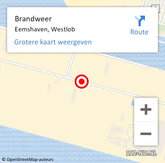 Locatie op kaart van de 112 melding: Brandweer Eemshaven, Westlob op 16 april 2019 09:40