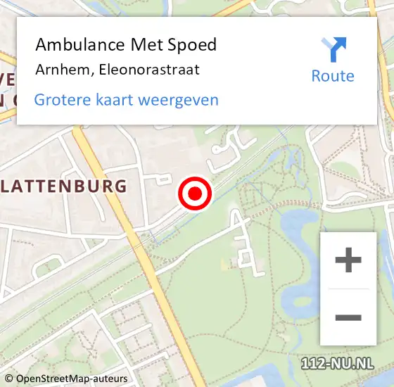 Locatie op kaart van de 112 melding: Ambulance Met Spoed Naar Arnhem, Eleonorastraat op 16 april 2019 09:55