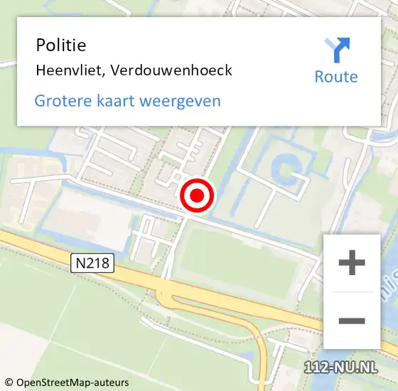 Locatie op kaart van de 112 melding: Politie Heenvliet, Verdouwenhoeck op 16 april 2019 10:15