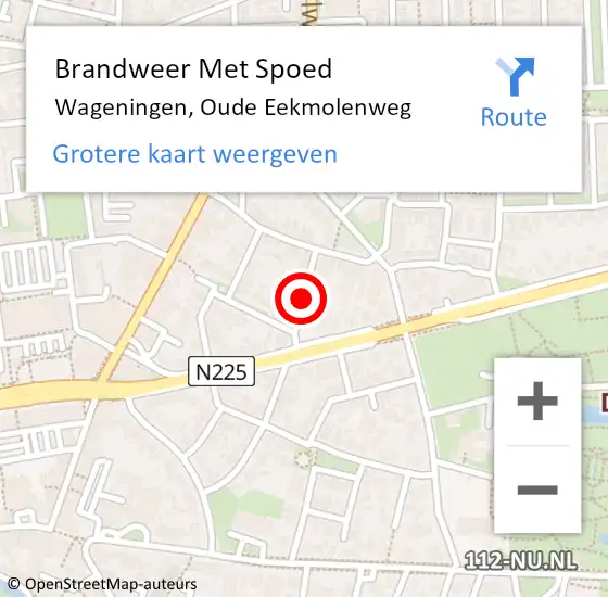 Locatie op kaart van de 112 melding: Brandweer Met Spoed Naar Wageningen, Oude Eekmolenweg op 16 april 2019 11:21