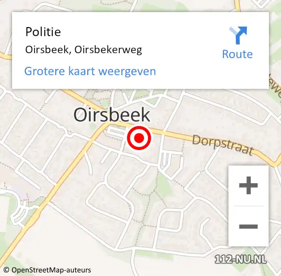 Locatie op kaart van de 112 melding: Politie Oirsbeek, Oirsbekerweg op 16 april 2019 11:22