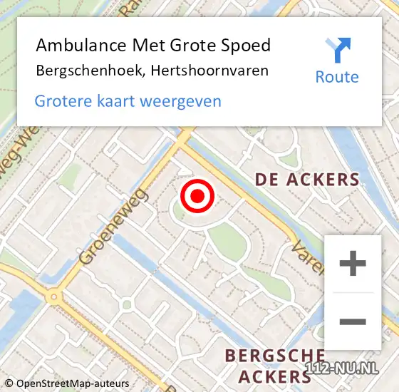 Locatie op kaart van de 112 melding: Ambulance Met Grote Spoed Naar Bergschenhoek, Hertshoornvaren op 16 april 2019 11:22