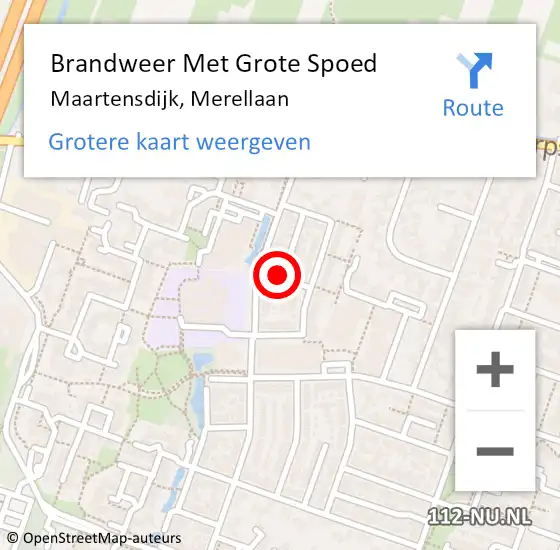 Locatie op kaart van de 112 melding: Brandweer Met Grote Spoed Naar Maartensdijk, Merellaan op 16 april 2019 11:54