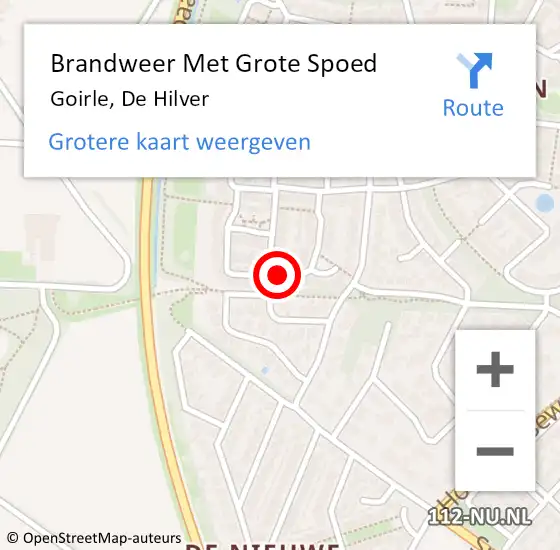 Locatie op kaart van de 112 melding: Brandweer Met Grote Spoed Naar Goirle, De Hilver op 16 april 2019 12:21