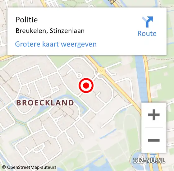 Locatie op kaart van de 112 melding: Politie Breukelen, Stinzenlaan op 16 april 2019 12:40