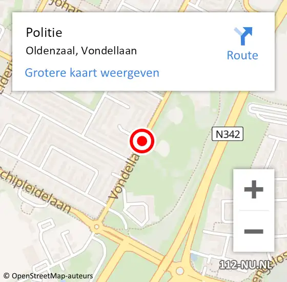 Locatie op kaart van de 112 melding: Politie Oldenzaal, Vondellaan op 16 april 2019 12:44