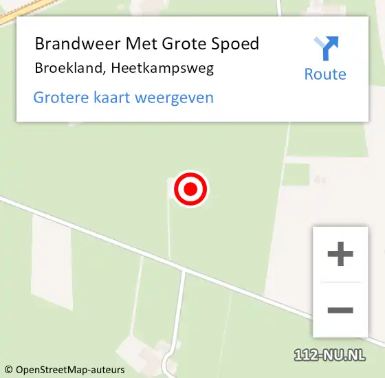 Locatie op kaart van de 112 melding: Brandweer Met Grote Spoed Naar Broekland, Heetkampsweg op 29 maart 2014 14:08