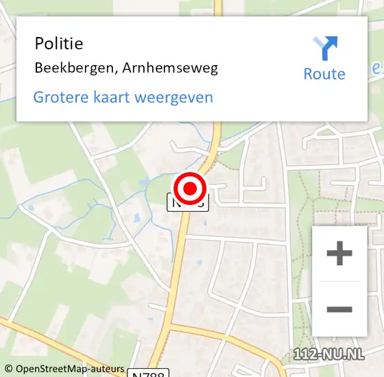 Locatie op kaart van de 112 melding: Politie Beekbergen, Arnhemseweg op 16 april 2019 14:00