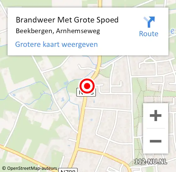 Locatie op kaart van de 112 melding: Brandweer Met Grote Spoed Naar Beekbergen, Arnhemseweg op 16 april 2019 14:01