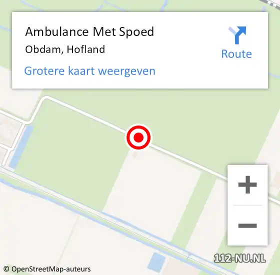 Locatie op kaart van de 112 melding: Ambulance Met Spoed Naar Obdam, Hofland op 16 april 2019 14:07