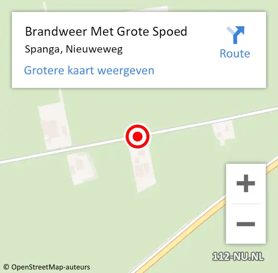 Locatie op kaart van de 112 melding: Brandweer Met Grote Spoed Naar Spanga, Nieuweweg op 29 maart 2014 14:15