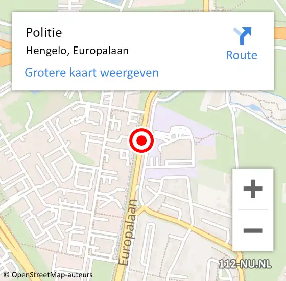 Locatie op kaart van de 112 melding: Politie Hengelo Ov, Europalaan op 16 april 2019 14:19