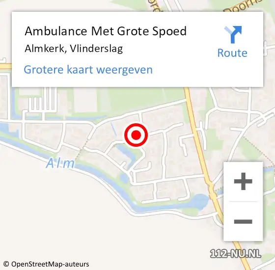 Locatie op kaart van de 112 melding: Ambulance Met Grote Spoed Naar Almkerk, Vlinderslag op 16 april 2019 14:20