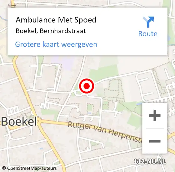 Locatie op kaart van de 112 melding: Ambulance Met Spoed Naar Boekel, Bernhardstraat op 16 april 2019 14:40
