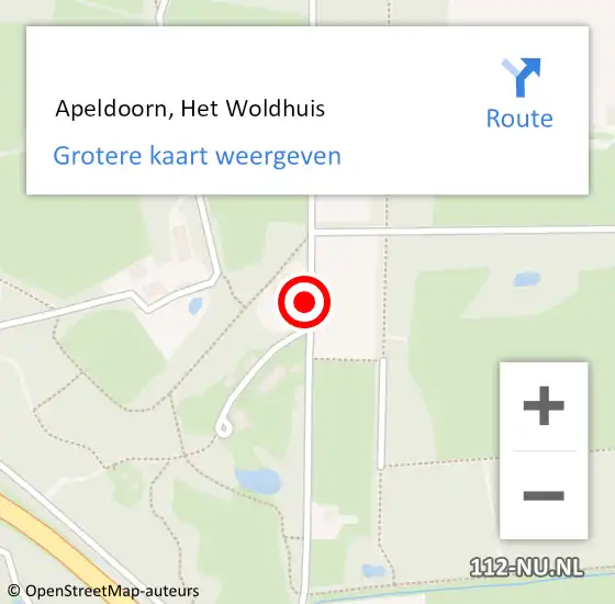 Locatie op kaart van de 112 melding:  Apeldoorn, Het Woldhuis op 16 april 2019 14:47