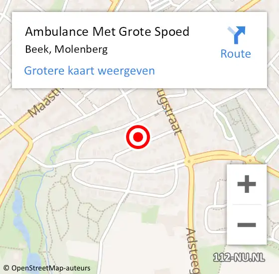 Locatie op kaart van de 112 melding: Ambulance Met Grote Spoed Naar Beek, Molenberg op 29 maart 2014 14:18