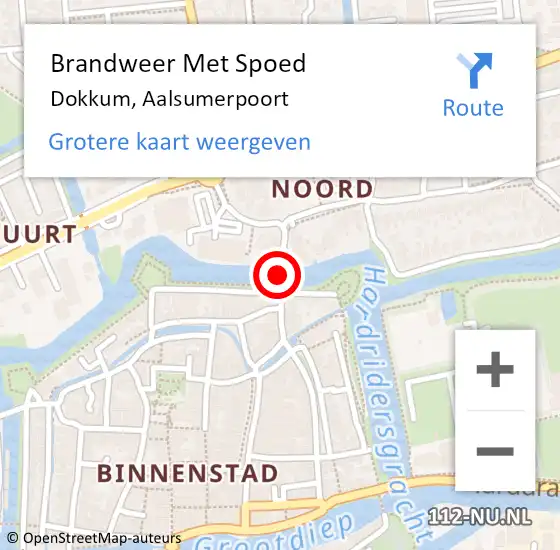 Locatie op kaart van de 112 melding: Brandweer Met Spoed Naar Dokkum, Aalsumerpoort op 16 april 2019 15:33