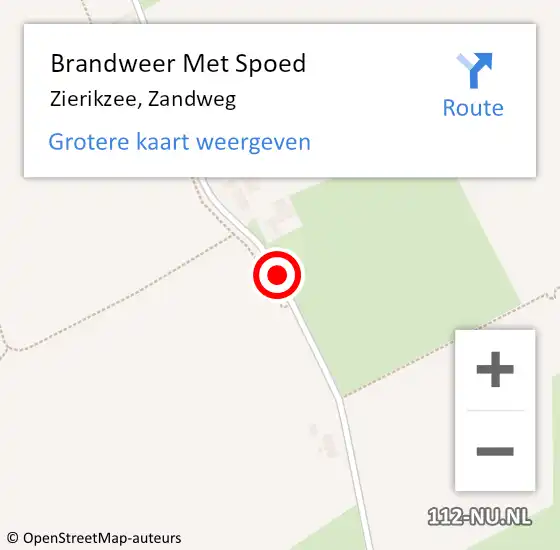 Locatie op kaart van de 112 melding: Brandweer Met Spoed Naar Zierikzee, Zandweg op 16 april 2019 15:53