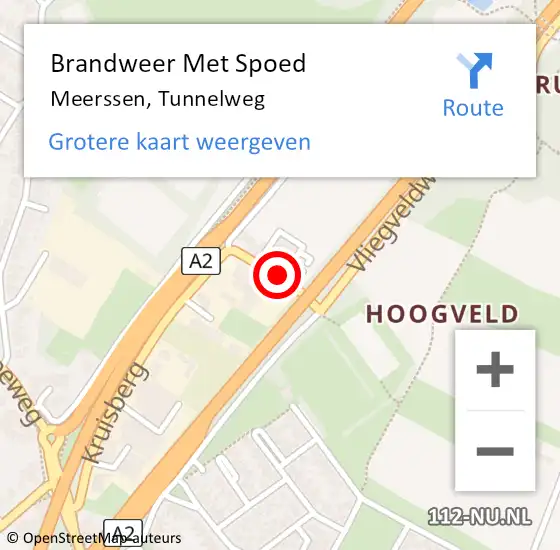 Locatie op kaart van de 112 melding: Brandweer Met Spoed Naar Meerssen, Tunnelweg op 16 april 2019 16:01