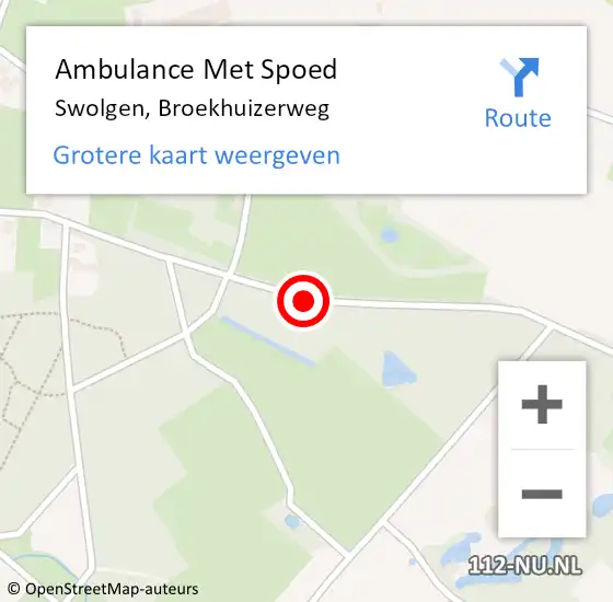 Locatie op kaart van de 112 melding: Ambulance Met Spoed Naar Swolgen, Broekhuizerweg op 16 april 2019 16:59