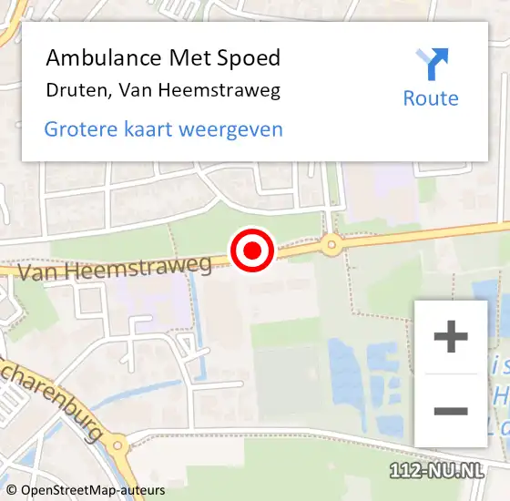 Locatie op kaart van de 112 melding: Ambulance Met Spoed Naar Druten, Van Heemstraweg op 16 april 2019 17:04