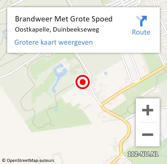 Locatie op kaart van de 112 melding: Brandweer Met Grote Spoed Naar Oostkapelle, Duinbeekseweg op 16 april 2019 17:14