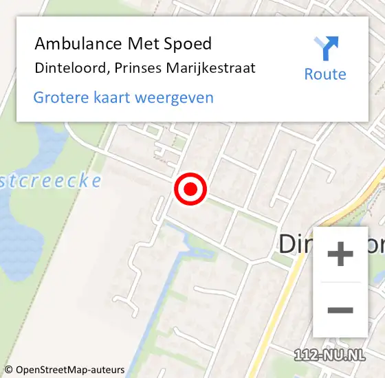 Locatie op kaart van de 112 melding: Ambulance Met Spoed Naar Dinteloord, Prinses Marijkestraat op 16 april 2019 17:20