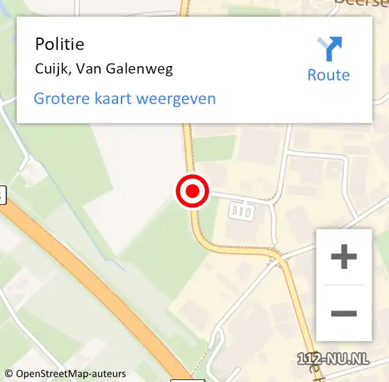 Locatie op kaart van de 112 melding: Politie Cuijk, Van Galenweg op 16 april 2019 17:23