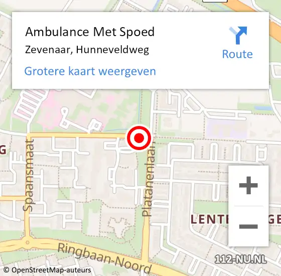 Locatie op kaart van de 112 melding: Ambulance Met Spoed Naar Zevenaar, Hunneveldweg op 16 april 2019 18:32