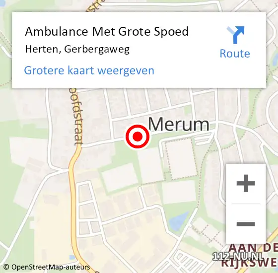 Locatie op kaart van de 112 melding: Ambulance Met Grote Spoed Naar Herten, Gerbergaweg op 16 april 2019 19:00