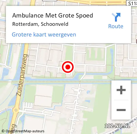 Locatie op kaart van de 112 melding: Ambulance Met Grote Spoed Naar Rotterdam, Schoonveld op 16 april 2019 19:06