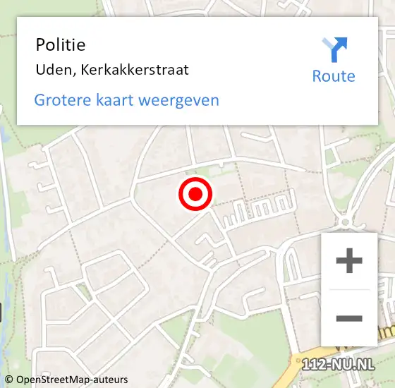 Locatie op kaart van de 112 melding: Politie Uden, Kerkakkerstraat op 16 april 2019 19:24