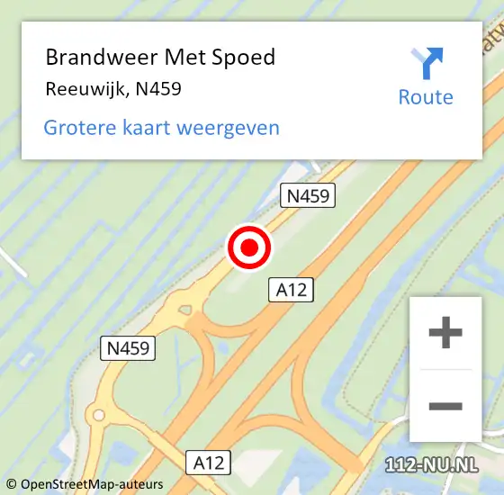 Locatie op kaart van de 112 melding: Brandweer Met Spoed Naar Reeuwijk, N459 op 16 april 2019 19:52