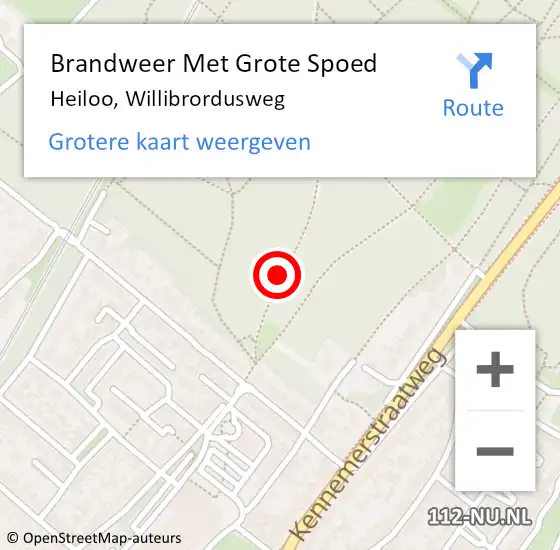 Locatie op kaart van de 112 melding: Brandweer Met Grote Spoed Naar Heiloo, Willibrordusweg op 16 april 2019 20:24