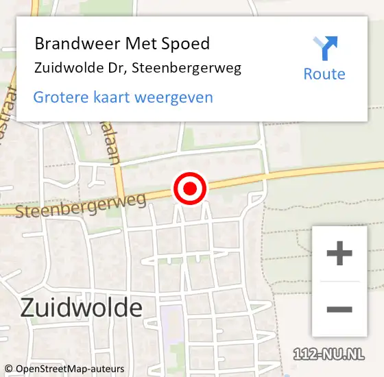 Locatie op kaart van de 112 melding: Brandweer Met Spoed Naar Zuidwolde Dr, Steenbergerweg op 16 april 2019 20:25